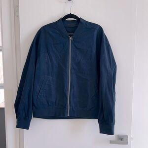 Uniqlo Navy Cotton Canvas Bomber Jacket – Ribbed Trim, Size XL